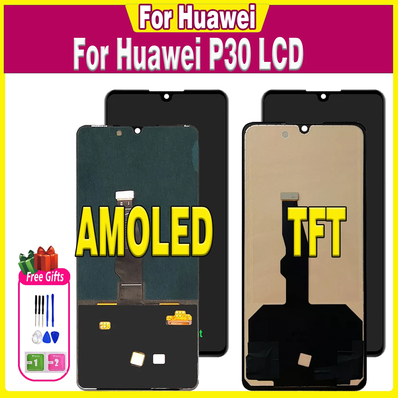 Schermo Lcd P30 Di Alta Qualità Per Huawei P30 Lcd Ele-L04 Ele-L29 Ele-L09 Touch Screen Sostituzione Digitizer Parts Assembly