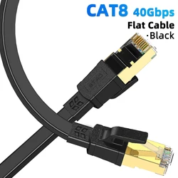 Ultra-Fast Cat 8 Ethernet Cable - 40Gbps High-Speed Network Cable - 1m (Flat Cable-Black)