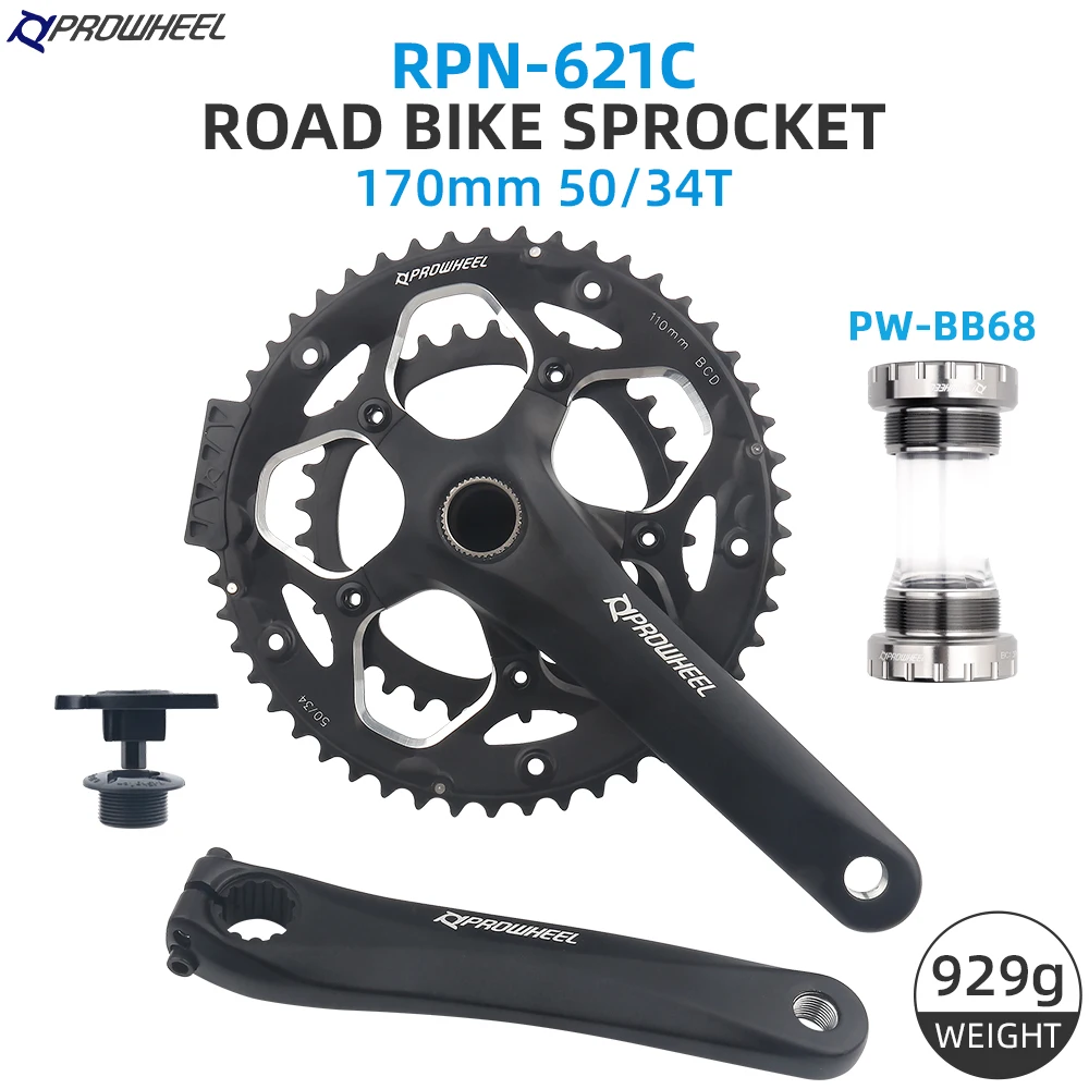 Prowheel-クランクセット,チェーン用,ダブル透かし彫り,170mm,53