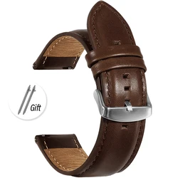 Luxury Genuine Leather Vintage Cowhide Watch Band with Quick Release - 22mm (Dark Brown)