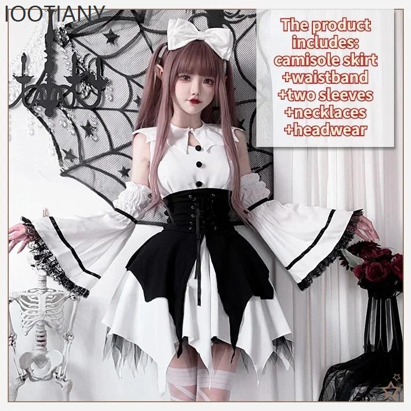 Halloween Maid Costume Cosplay Cute Sexy Costume Black And White Uniform Apron Dress Cute Bow Carnival Stage Performance Costume