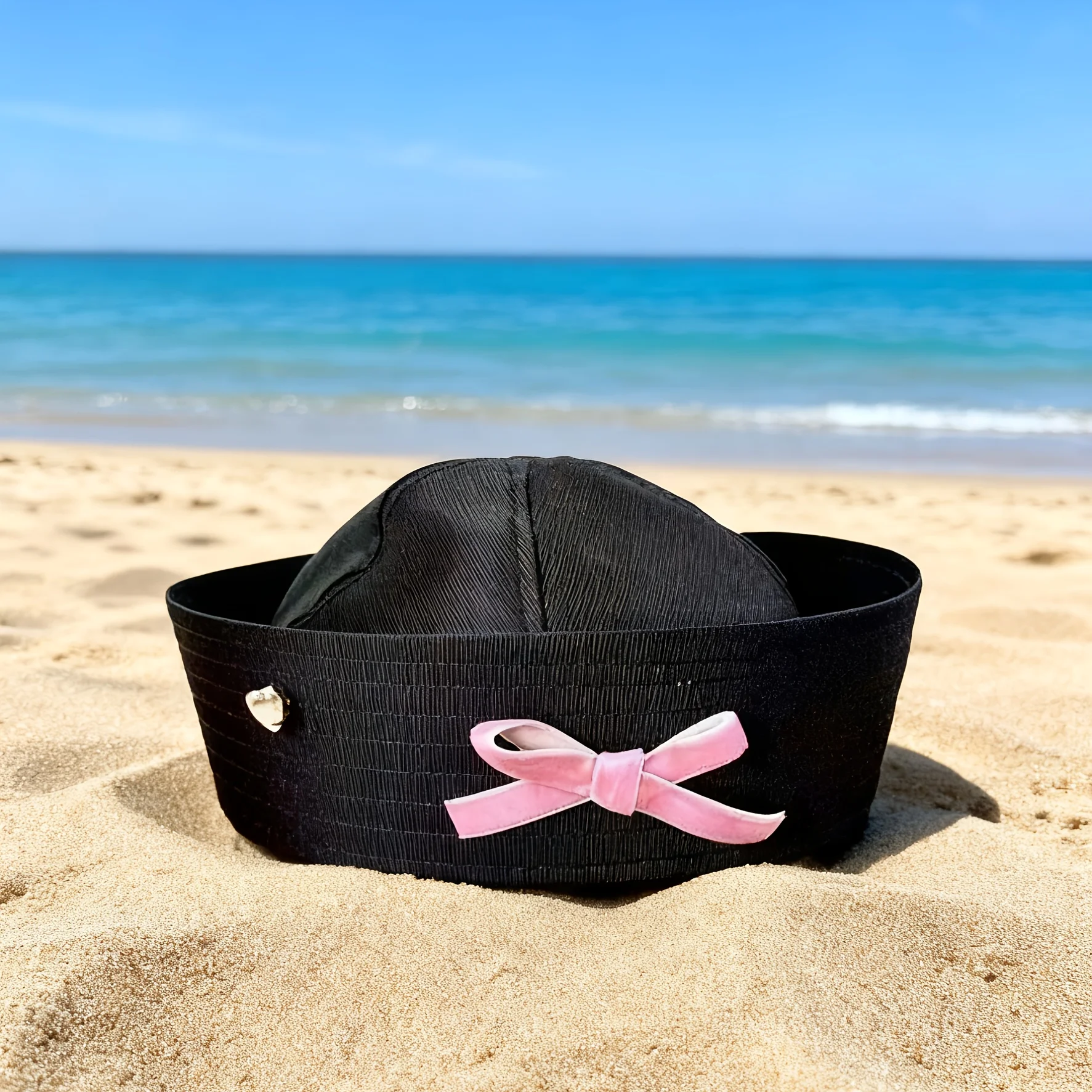 HongLuan Matrosenhut mit Schleife in Schwarz/Rosa für Strand-Cosplay, Kapitänshüte, gestreifte Frau, Rave-Festivals-Accessoires und Partykappen für Herren – Detail 19