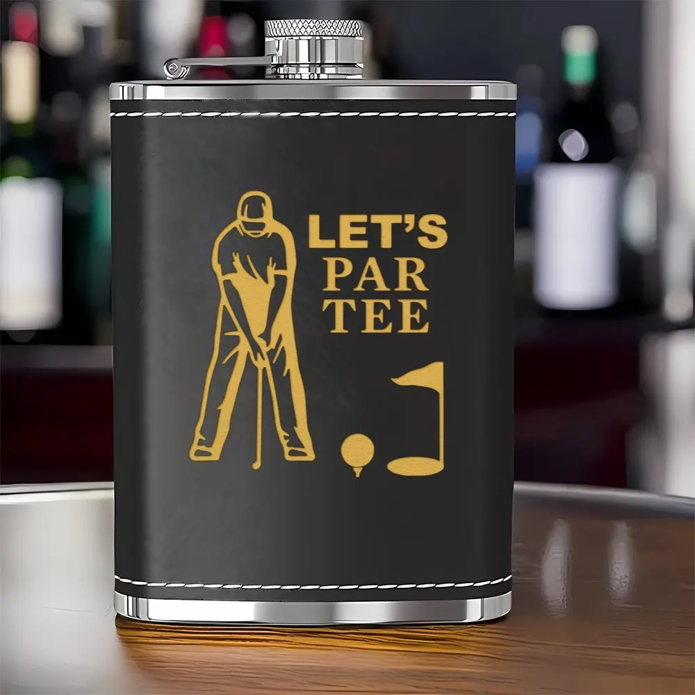 7온스 휴대용 포켓 힙 플라스크, 아버지의 날 선물 스테인리스 스틸 힙 플라스크 가죽 와인/위스키/주류용 남성 선물