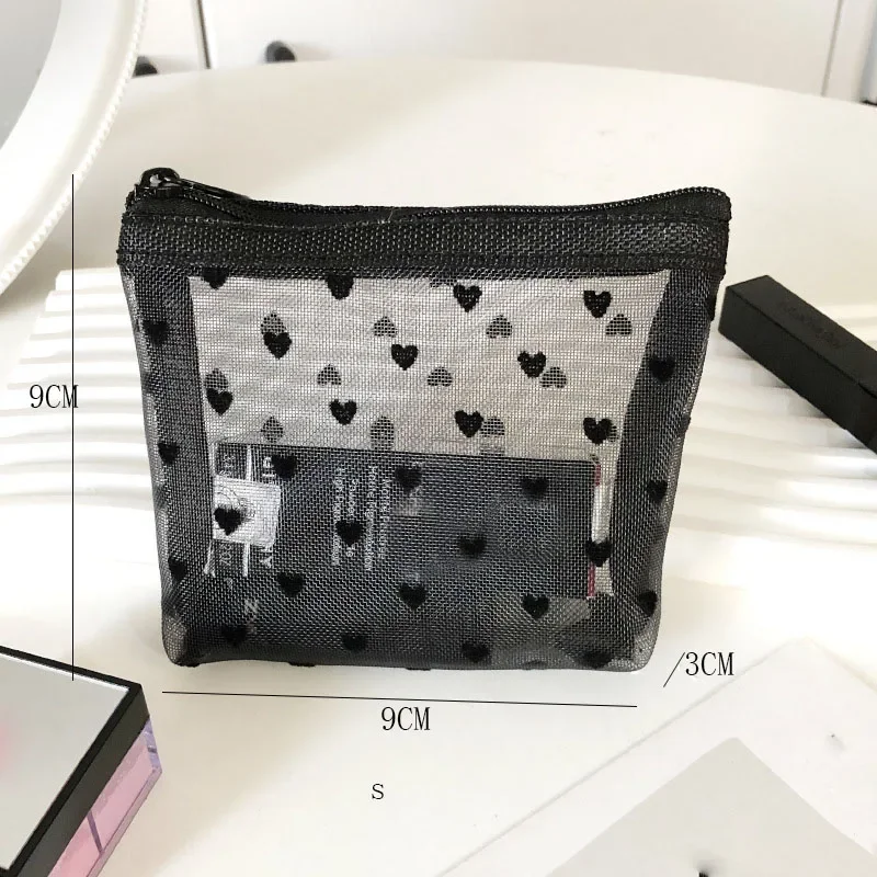 Black Transparent Mesh Toiletry and Makeup Organizer Bag