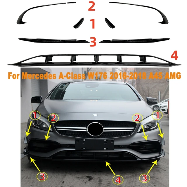 メルセデスベンツ用 Aクラス W176用 2016-2018 クロームメッキ×ブラック GTスタイル フロントグリル メルセデスベンツ クラスA W176 2016-2018 用 フロントバンパー