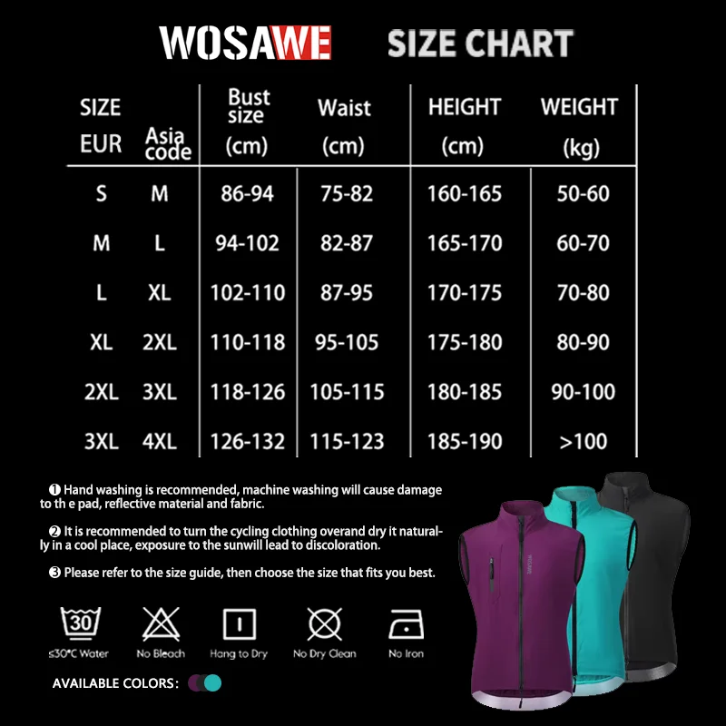 WOSAWE 사이클링 조끼 방풍 민소매 자전거 조끼 MTB 러닝 윈드브레이커 조끼 야외 스포츠 윈드 조끼