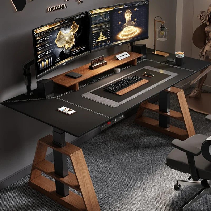 Electric lifting desk desktop computer workbench He classmate intelligent solid wood electric lifting desk desktop computer workbench he classmate intelligent solid wood