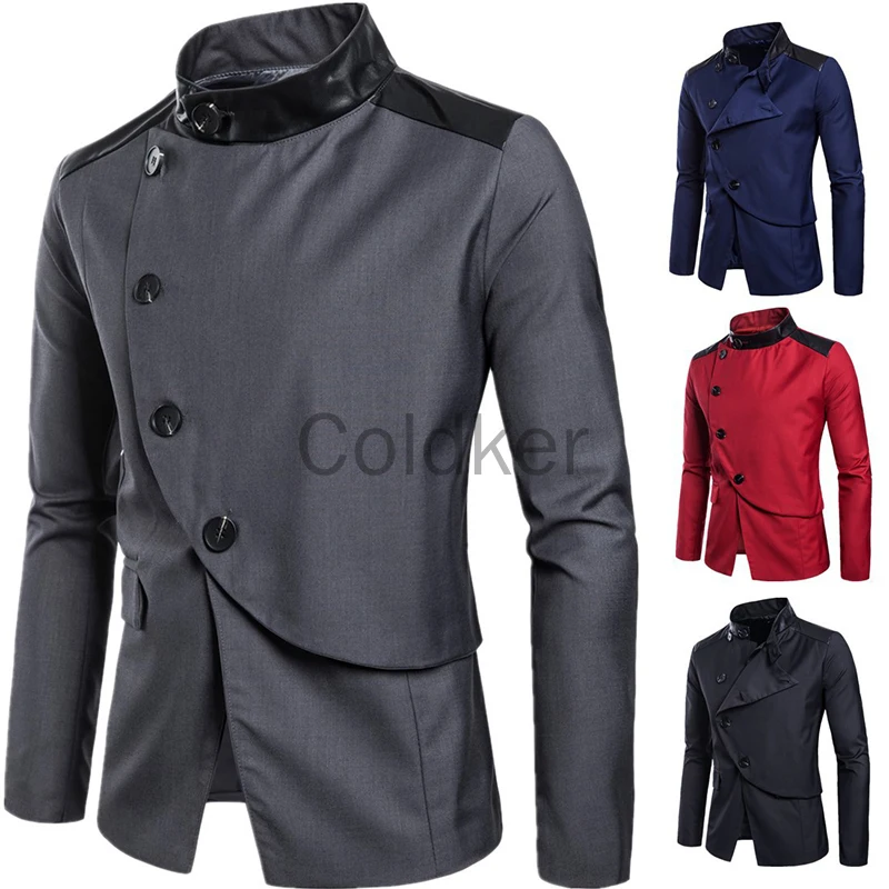 

Medieval Victoria Men's Vintage Suit Jacket Punk Stand Collar Irregular Personality Top Jacket Carnival Party Cosplay Costume