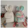 Personalized Embroidery Kawaii Plush Bunny Backpack Faux Fur Mini Backpack Rabbit Ear Women Travel Shoulder Bags Plush Backpack 6