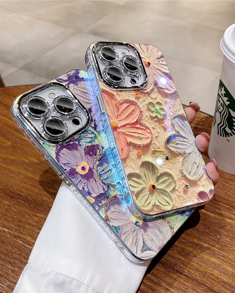 Luxury Floral Glitter Laser Diamond Shockproof Phone Case