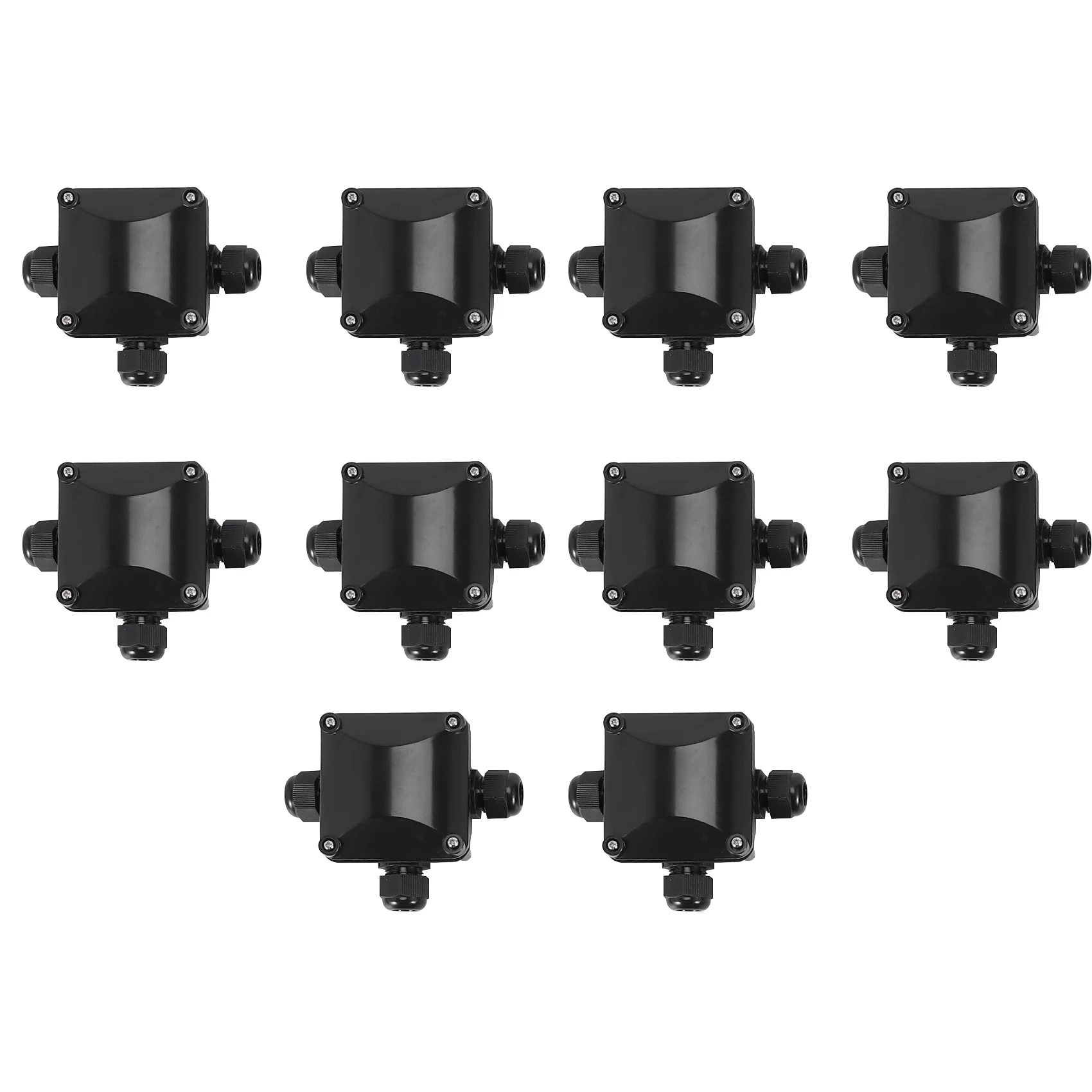 

3-Way Junction Box, IP 68 Waterproof Connectors for Outdoor Lighting External Junction Box Pack of 10 Black