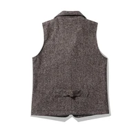 Amekaji Vintage Wool Waistcoat Men Winter New British Lapel Thick Double Layer Multi-pocket Suit Collar Vest Retro Cardigan Vest 2