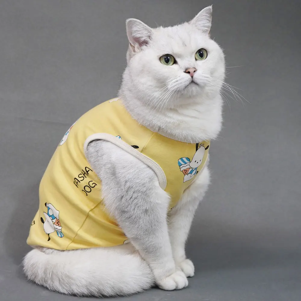 

New pure cotton cat clothes summer money to prevent hair cute no German pet clothes cat vest pet supplies