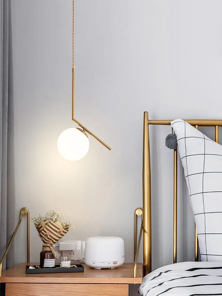 

Nordic Modern LED Gold Glass Hanging Lights Dining Room Luxury Pendant Lamp For Kitchen Bedside Chandeliers Home Decoration
