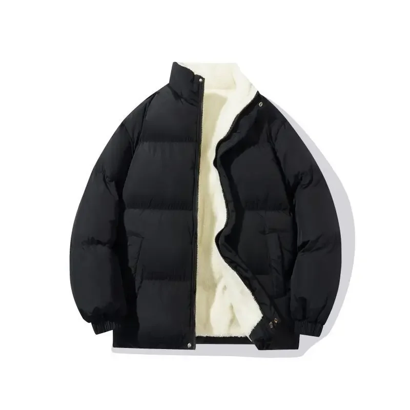 Winter Jacket Men Streetwear Fleece Parkas Coat Male Loose Bubble Jacket Warm Stand Collar Coats Unisex Puffer New Clothes