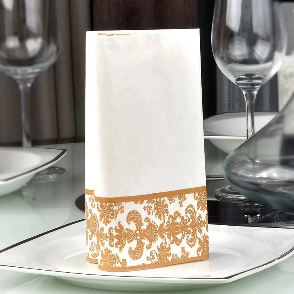 40/100Pcs Golden Printing Napkins Cocktail Tissue Wedding Tableware Decoration Cleaning Supplies Christmas Party Supplies paper napkins tissue paper decoration