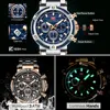 MINI FOCUS Analog Quartz Dress Watch Men Silver Blue Stainless Steel Band Chronograph Luminous Wristwatch with Date 24-hour 0470 6