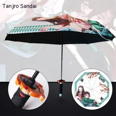 

Genuine Demon Slayer Knife Umbrella Handle Fold Umbrella Kamado Tanjirou Tomioka Giyuu Figure Handle Fold Umbrella Life Supplie