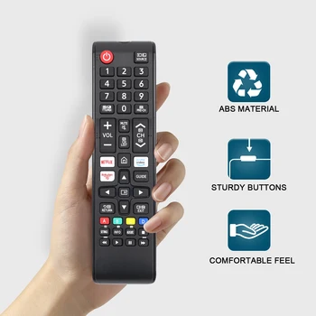 Controle remoto universal para smart tv samsung, substituição de controle adequado para tvs led 4k uhd qled hdtv, com hulu netflix primevide 1