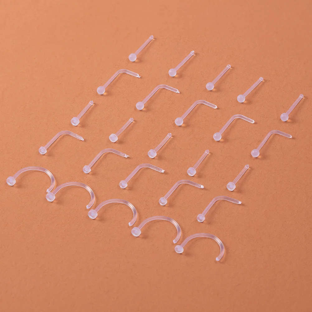Clear Flexible Nose Ring Bioflex Nose Piercing Studs Acrylic Cartilage Earrings Body Jewelry 10pcs For Women Men 20G