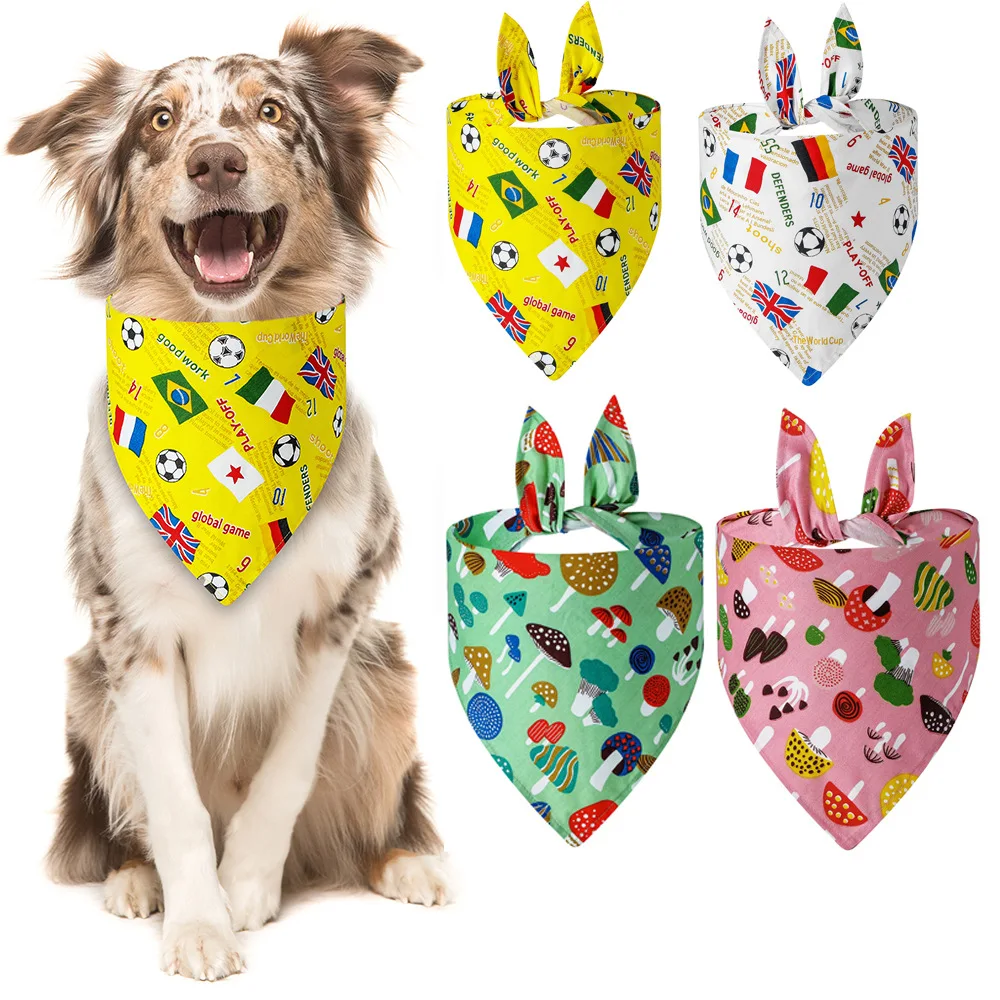 

4pcs/pack Triangle Dog Bandana Scarft Washable Puppy Collar Decor Dog Triangle Bandanas Grooming Saliva Towel Dog Accessories