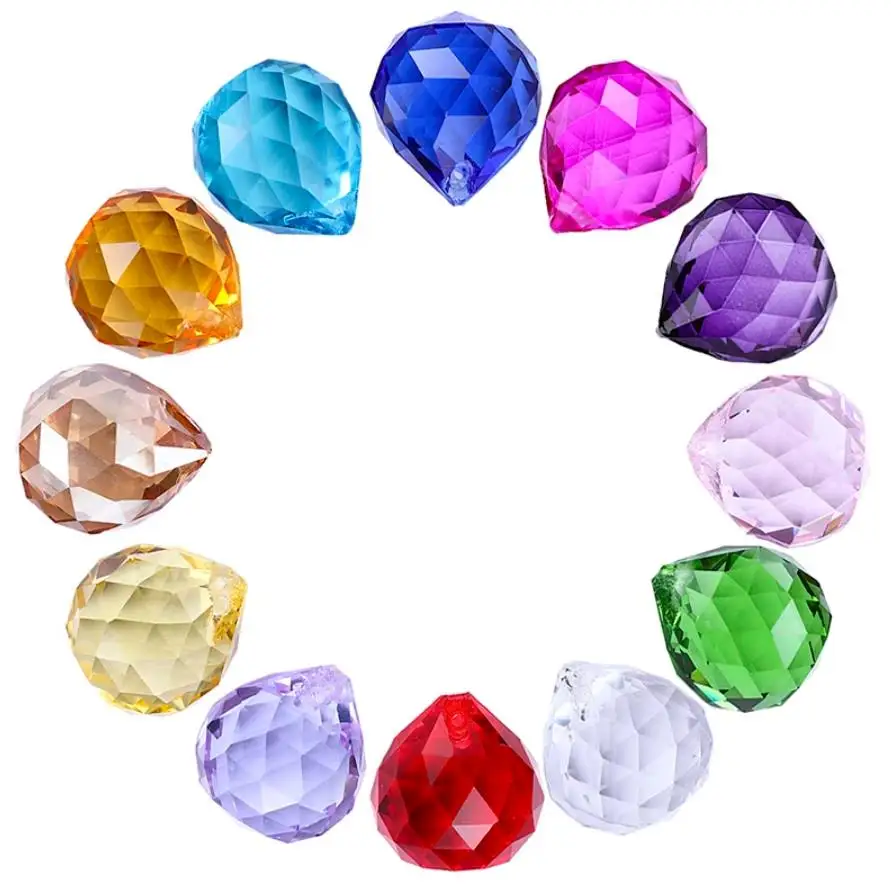 Crystal Sun Catcher Chandelier Crystal Drops Crystal Beads Crystal Beads Garlands 10pcs 15mm Crystal Glass Lighting Faceted Ball Chandelier Parts Feng Shui Lamp Prism Sun Catcher Home Wedding Party Decoration