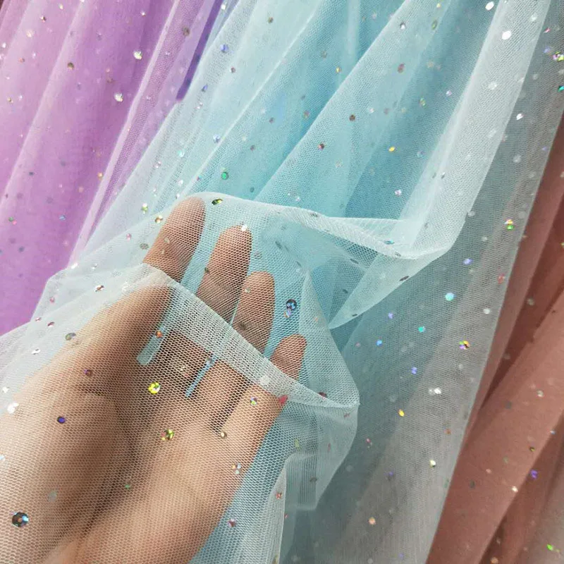 100cm * 150cm 1pc 반짝 이는 도트 메쉬 Tulle 패브릭 인형 아름다운 웨딩 드레스 의류 장식 재료 DIY 천 봉제 용품