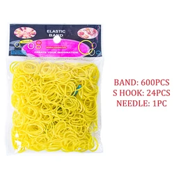 Deluxe Loom Rubber Band Bracelet Crafting Kit - 600 Pieces with Crochet Hooks for Jewelry Making and DIY Projects (Yellow)