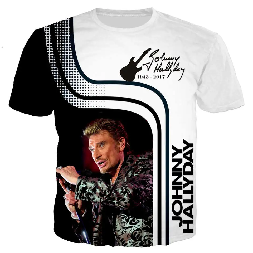 

Pop Singer Johnny Hallyday 3d Printed T Shirt Men Women Rock Fashion Casual Streetwear Clothes Hip Hop Harajuku Tee Tops