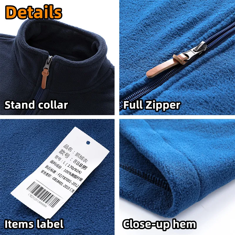 9XL Winter Men's Polar Fleece Jackets Outdoor Tactical Windproof Color Match Soft Warm Full Zipper Sports Hiking Ski Cargo Coats hiking jackets polar fleece jacket mens winter sweatercoat