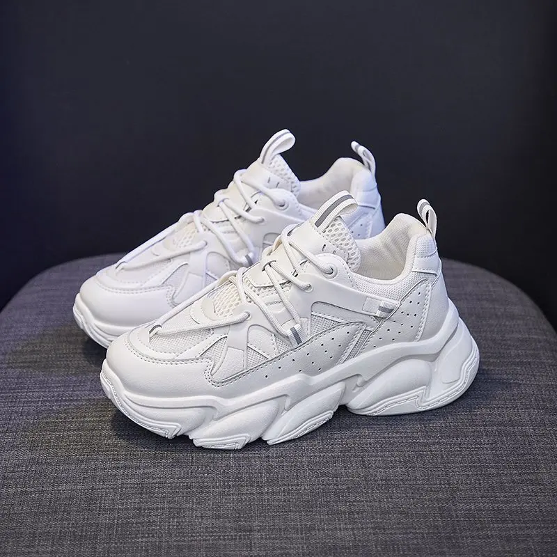 YeddaMavis Women Chunky Sneakers Running Shoes Fashion New Female Black White Platform Thick Sole Casual Woman Vulcanize Shoes