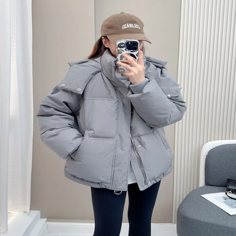 

Warm winterfashionabletrendyNew styleLove Style down Jacket Women's Short down Coat 2023 New Fashion Loose Thick White Duck down