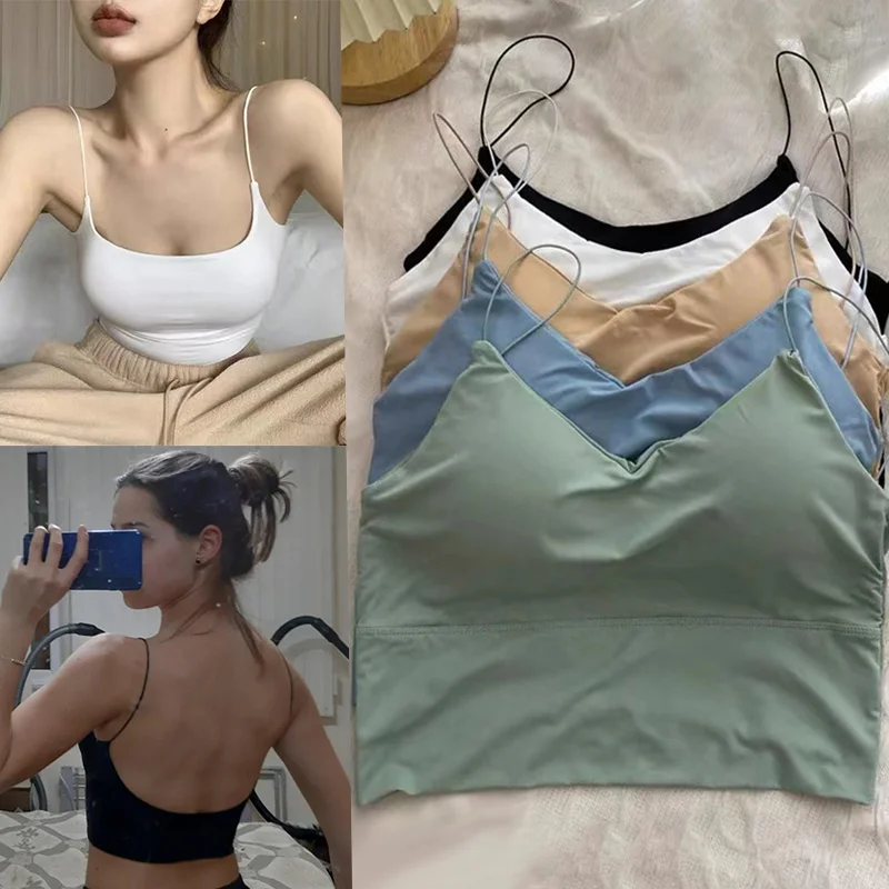 3 Pieces Mini Camisole Bra Padded Bra Tank Top Bra Women Sports Bra with  Straps