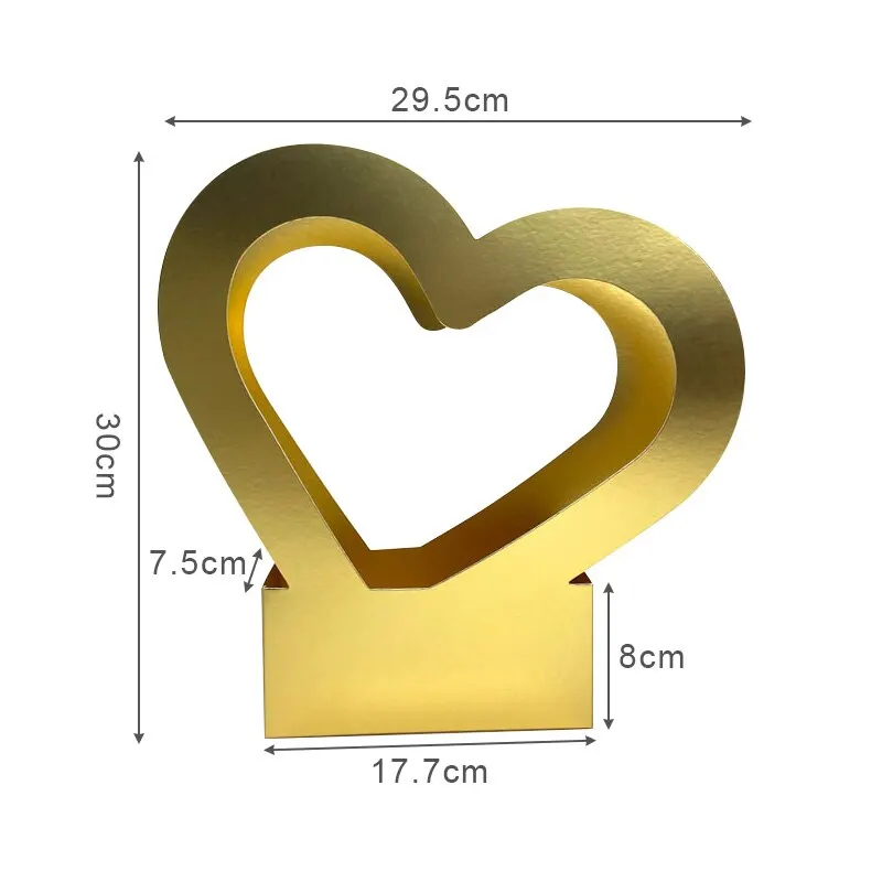 Flowers Arrangement Kraft Paper Bag Folding Portable Flower Packaging Box Waterproof Flower Basket Heart Handle Gift Tote Bags
