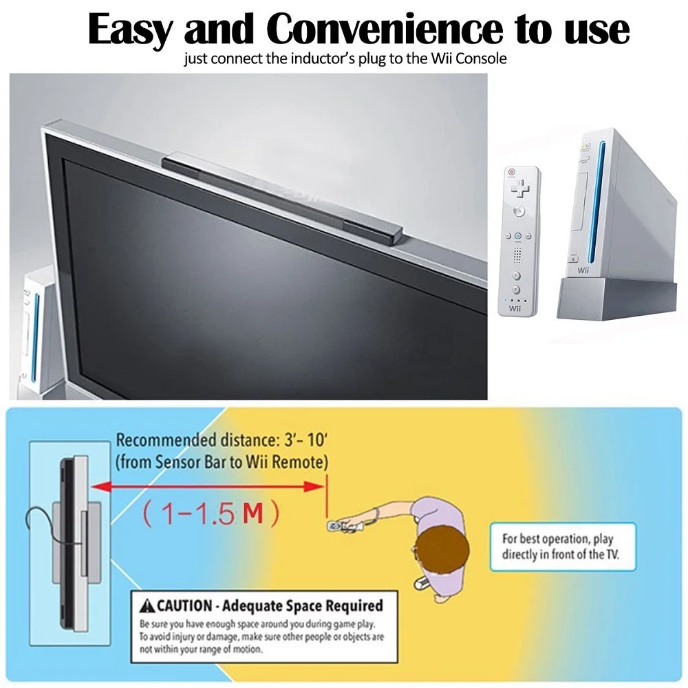 Wired Infrared IR Ray Motion Sensor Bar Fit For Nintendo Wii And Wii U Console