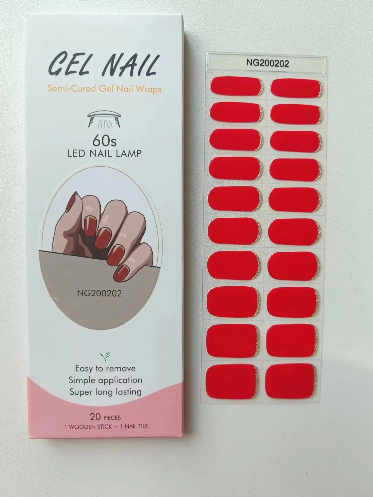 Premium Semi-Cured Nail Wraps Set - Waterproof, Long-Lasting Gel Nail Stickers