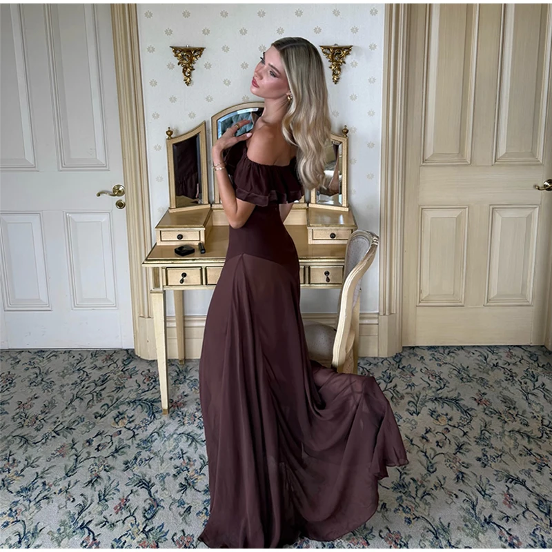 Damen Schulterfreies Rüschen-Maxikleid mit Geraffter Taille, Meerjungfrauenschnitt, Ärmellos, Figurbetont, Formelles Abendkleid, Streetwear-Mode – Detail 16