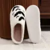 Halloween Bat Pattern Embroidery stuffed Home Thick-soled Cozy Furry Cotton Slippers Personality Warm Non-slip Indoor Slippers Men Women Can Wear Holiday Gift 3