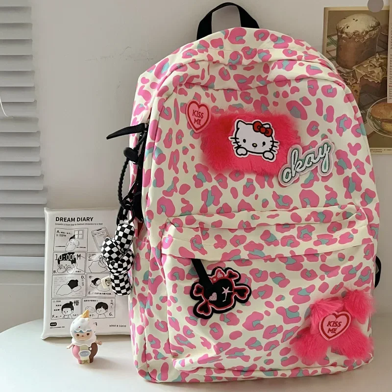 Pink girl schoolbag female cute KT cat junior high school and high school student backpack large capacity school backpack