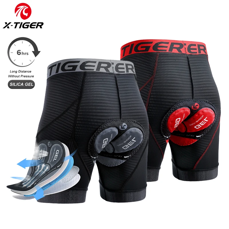 Cycling Shorts Men X-TIGER 5D Padded Breathable Sports Riding Bike Bicycle MTB Liner Anti-Slip Leg Grips