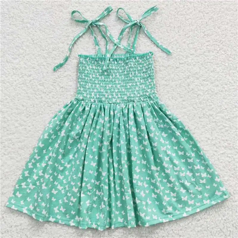 

Wholesale Summer Girls Suspender Dress Multi-Element Straps Bow Waist Waist Pattern Rendering Bright Colors