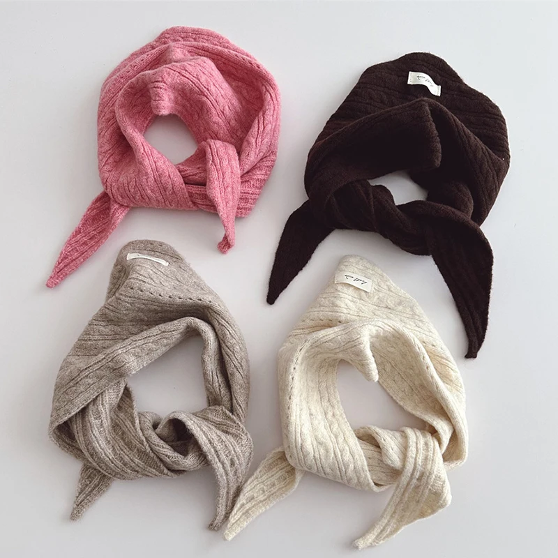Winter Cashmere Scarf for Kids Korean Warm Knitted Scarves Solid Color Crochet Woolen Children Snood Boy Girl Shawl baby scarf wool scarf