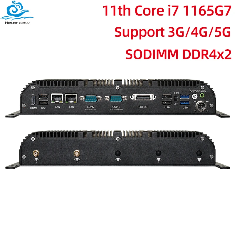 Fanless Industrial Mini PC i7-1165G7 2x DDR4 slots M.2 NVMe 2x 2.5GbE LAN RS232 RS485 GPIO Support WiFi 4G 5G LTE 9V-36V Input fanless industrial computer i7 1165g7 2x com db9 dual lan 2x ddr4 m 2 nvme gpio 9v 36v input windows ubuntu support wifi 4g 5g