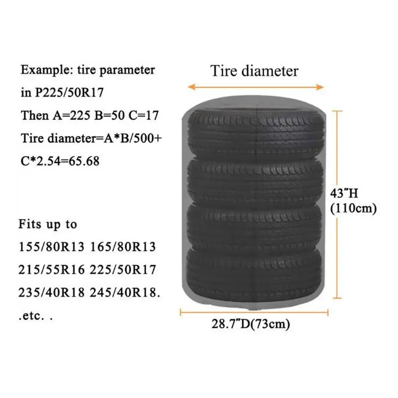 Tire Protection Covers For Cars RV Sun Dust Waterproof 210D Oxford Made Bags Universal Fit Auto Tyre Accessories
