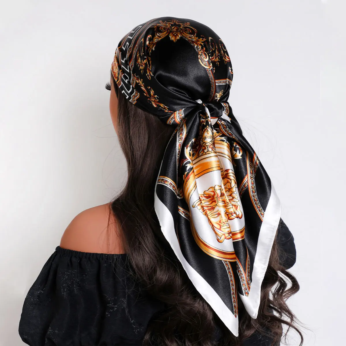 2025 Luxury Brand Women Scarf Summer Fashion Print Sunscreen Shawl Beach Cover Up Head Wrap Accessories Kerchief for Female 90CM