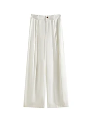 Eco Linen Tailored Two-Piece Set - Vest & Wide-Leg Pants - XS (White pants)