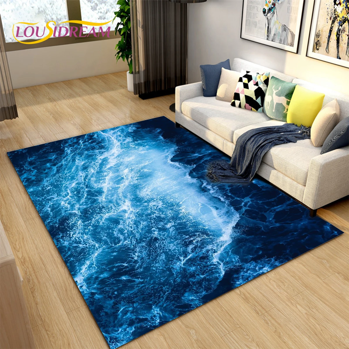 Blue Teal Coral Pattern Area Rug, Ocean Beach Theme Carpet, Non-slip  Floormat, Suitable For Bedroom Kitchen Indoor Floor Decor - Temu