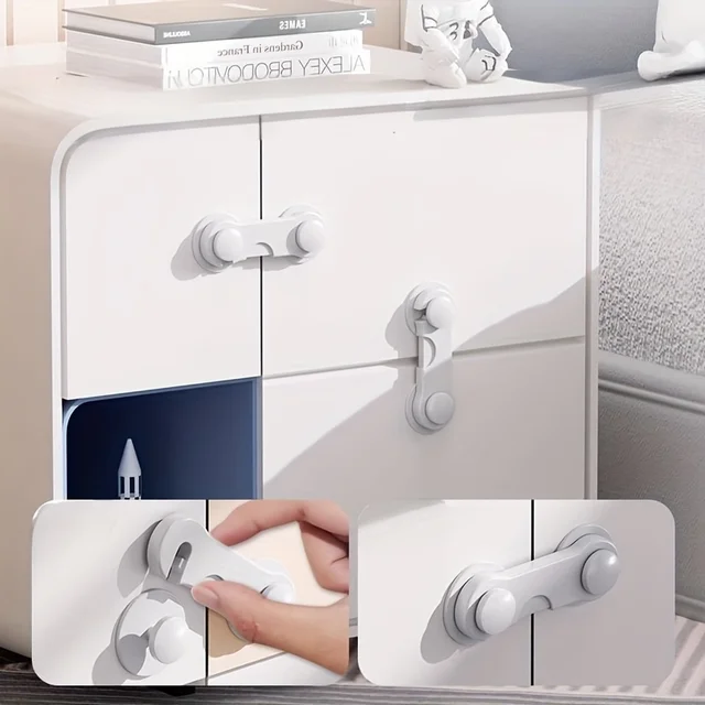 สายรัดนิรภัยสำหรับเด็ก 10 ชิ้น ตัวล็อคความปลอดภัยสำหรับเด็ก ล็อคตู้ลิ้นชัก ตัวล็อคตู้แบบกาว ตัวล็อคประตูลิ้นชัก 4