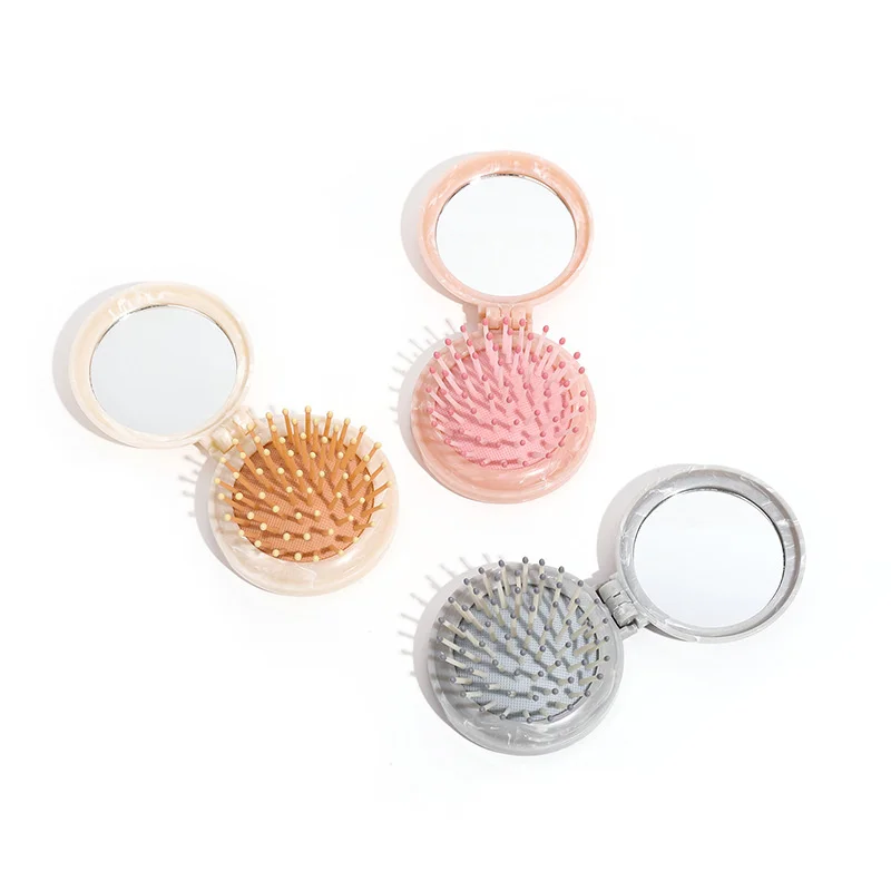 Hair Care Styling Tools Accessories Massage Marble Pattern Hairdressing Supplies Portable Makeup Comb Hair Brushes With Mirrors 4
