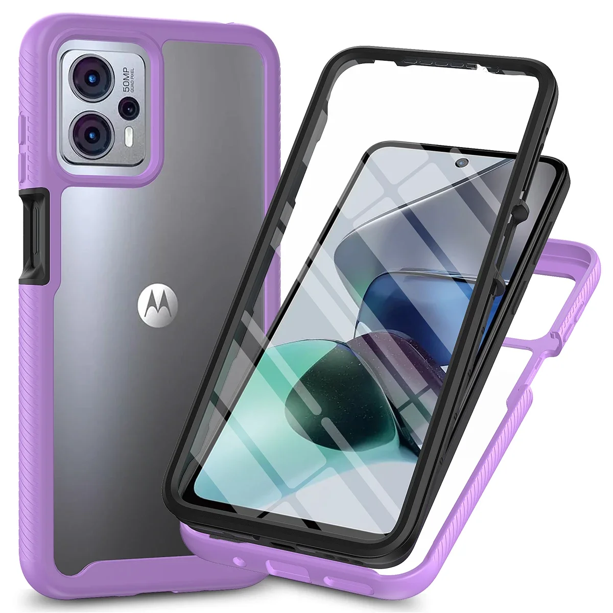 Rugged Shockproof Case with Screen Protector & Transparent Back